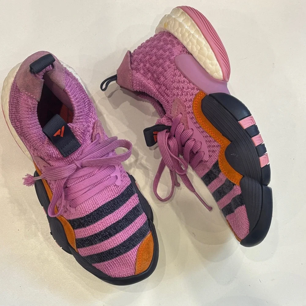 Vibrant Lilac and Black Sneakers with Orange Accents Trae 2 Basketball Sneakers